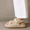 Alohas Women Barrel - White and Beige Leather Sandals Stone Beige Ivory 60BH46480 Alohas Handbags