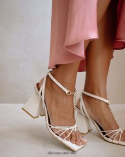 Alohas Women Cactus - White Leather Sandals Off White 60BH46472 Alohas Australia