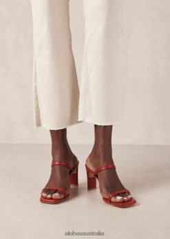 Alohas Women Cannes - Red Leather Sandals Red 60BH46159 Alohas Handbags