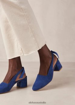 Alohas Women Charlotte - Blue Suede Pumps Blue 60BH46384 Alohas Handbags