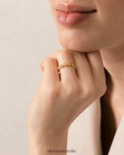 Alohas Women Cherimoya - Gold Ring Gold 60BH461109 Alohas Sandals Australia