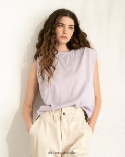 Alohas Women Chill - Purple Cotton Top Mauve 60BH46920 Alohas Sandals Australia