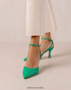 Alohas Women Cinderella Shiny - Green Leather Pumps Shiny Green 60BH4689 Alohas Sandals Australia