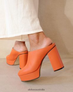 Alohas Women Clock Out - Orange Leather Mules Pomelo Orange 60BH46495 Alohas Handbags