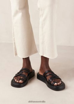 Alohas Women Cool - Black Leather Sandals Black 60BH46424 Alohas Australia