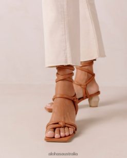 Alohas Women Creative - Brown Leather Sandals Tan 60BH46583 Alohas Australia