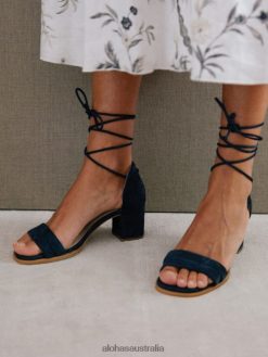Alohas Women Dakota - Blue Suede Sandals Blue 60BH46249 Alohas Handbags