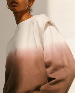 Alohas Women Doppio Dip Dye - Brown and White Cotton Top Nutmeg Brown Dip Dye 60BH461002 Alohas Handbags