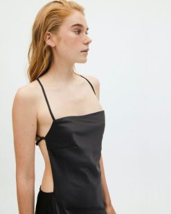 Alohas Women Fuzzy - Black Satin Dress Black 60BH46959 Alohas Sandals Australia