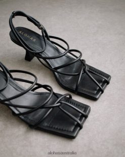 Alohas Women Ginza - Black Leather Sandals Black 60BH46591 Alohas Handbags