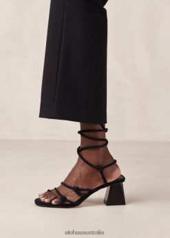 Alohas Women Goldie - Black Leather Sandals Black 60BH46240 Alohas Handbags