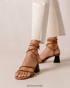 Alohas Women Goldie - Brown Leather Sandals Tan 60BH46241 Alohas Australia