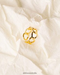 Alohas Women Halcyon - Gold Ring Gold 60BH461184 Alohas Sandals Australia