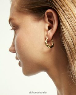 Alohas Women Hexagon - Gold Earrings Gold 60BH461183 Alohas Australia