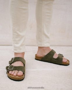 Alohas Women Homey Strap - Green Leather Sandals60BH46563 Alohas Sandals Australia