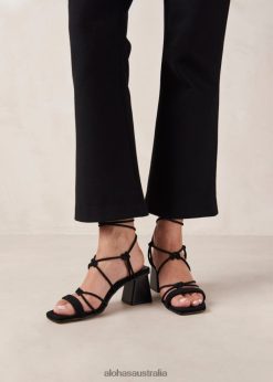 Alohas Women Icicle - Black Suede Sandals Black 60BH46321 Alohas Handbags