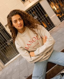 Alohas Women Iconica - Grey Sweatshirt Gray Melange 60BH46899 Alohas Sandals Australia