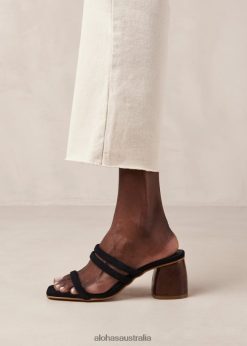 Alohas Women Indiana - Black Suede Sandals Black 60BH46186 Alohas Handbags