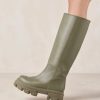 Alohas Women Katiuska - Green Leather Boots Khaki 60BH4694 Alohas Australia