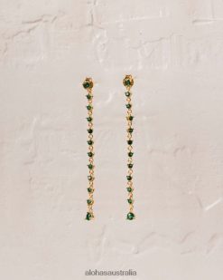 Alohas Women Lust - Gold and Green Earrings Green 60BH461081 Alohas Australia