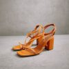 Alohas Women Manhattan - Orange Block Heel Sandals60BH46376 Alohas Australia