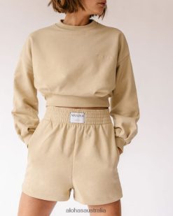 Alohas Women Menina Crop - Beige Cotton Sweater Granola 60BH46941 Alohas Sandals Australia