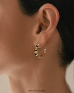 Alohas Women Meteorite - Gold and Black Earrings Black 60BH461062 Alohas Handbags