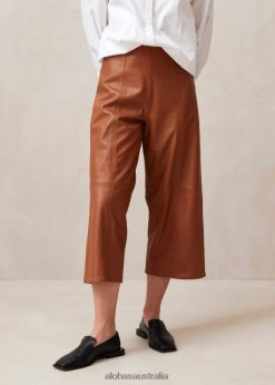 Alohas Women Montpellier - Brown Leather Pants Camel 60BH461026 Alohas Handbags