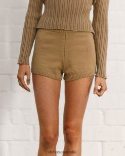 Alohas Women Nice - Brown Knit Shorts Camel 60BH46725 Alohas Sandals Australia