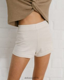 Alohas Women Nice - White Knit Shorts Off White 60BH46724 Alohas Australia
