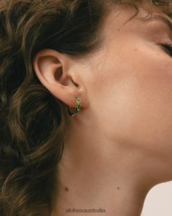 Alohas Women Orlop - Gold and Green Earrings Green 60BH461055 Alohas Sandals Australia