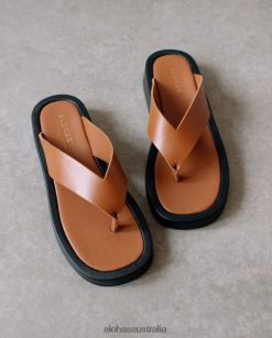 Alohas Women Overcast - Brown Leather Sandals Tan 60BH46448 Alohas Australia