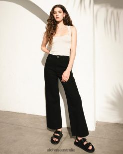 Alohas Women Piano - Black Cotton Jeans Black 60BH46997 Alohas Australia