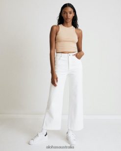 Alohas Women Piano - White Wide Leg Jeans White 60BH46996 Alohas Handbags