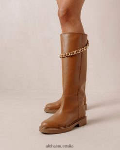 Alohas Women Pier - Brown Leather Boots Tan 60BH46540 Alohas Handbags