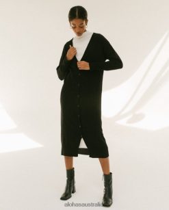 Alohas Women Pursuit - Black Knit Cardigan Black 60BH46717 Alohas Handbags