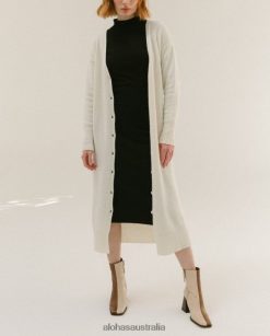 Alohas Women Pursuit - White Knit Cardigan Ivory 60BH46716 Alohas Sandals Australia