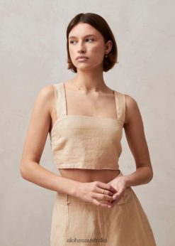 Alohas Women Rai - Beige Linen Top Linen Beige 60BH46612 Alohas Handbags