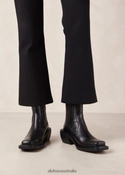 Alohas Women Ranch - Black Leather Boots Black 60BH46385 Alohas Australia