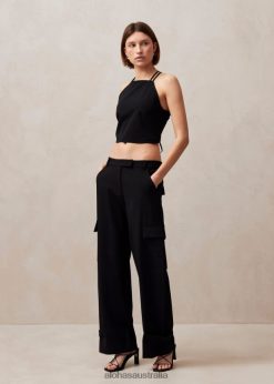 Alohas Women Rita - Black Cargo Pants Black 60BH46610 Alohas Australia