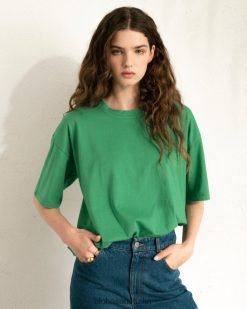 Alohas Women Slack - Green Cotton Top Evergreen 60BH46864 Alohas Handbags