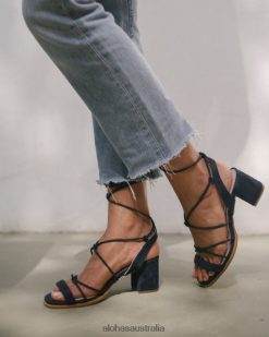 Alohas Women Sophie - Navy Blue Suede Sandals Navy 60BH46178 Alohas Australia