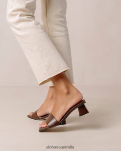 Alohas Women Squared - Dark Brown Vegan Leather Sandals Umber Brown 60BH46364 Alohas Australia