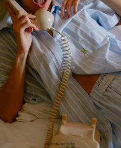 Alohas Women Stripped - Blue Cotton Pajamas60BH46758 Alohas Sandals Australia