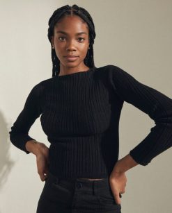 Alohas Women Tabloid - Black Knit Top Black 60BH46733 Alohas Australia