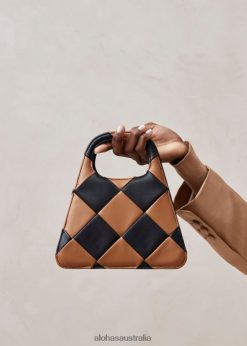 Alohas Women The A Scacchi - Black and Brown Checkered Handbag Scacchi Black Tan/Tan 60BH461100 Alohas Sandals Australia