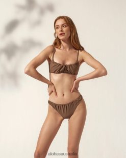Alohas Women The Curve - Brown Recycled Nylon Bikini Nutmeg Brown 60BH46955 Alohas Australia