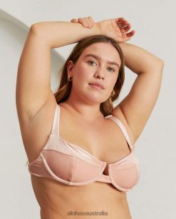 Alohas Women The Loop - Pink Velvet Bikini Top Velvet Pale Pink 60BH46824 Alohas Sandals Australia
