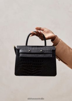 Alohas Women The M Exotic - Black Leather Handbag Black 60BH461063 Alohas Australia