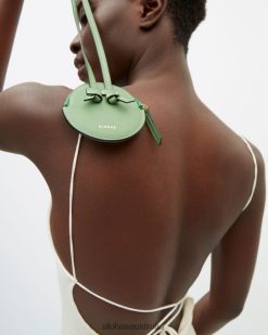 Alohas Women The Q - Green Leather Pouch Evergreen 60BH461213 Alohas Australia